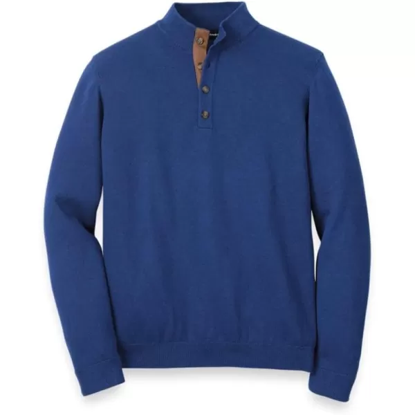 imagePaul Fredrick Mens Supima Cotton Four Button Mock Neck SweaterDark Blue