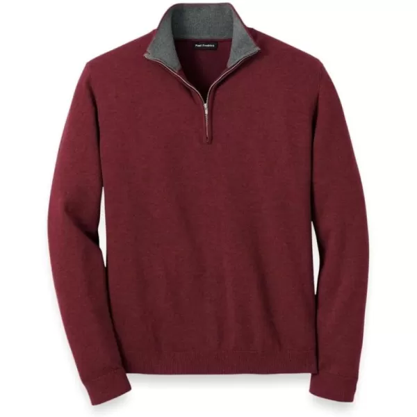 imagePaul Fredrick Mens Supima Cotton Quarter Zip Mock Neck SweaterBurgundy