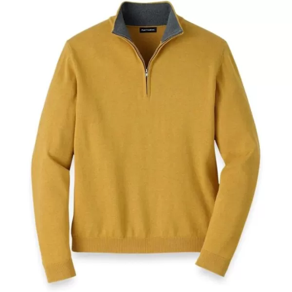 imagePaul Fredrick Mens Supima Cotton Quarter Zip Mock Neck SweaterMustard