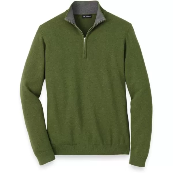 imagePaul Fredrick Mens Supima Cotton Quarter Zip Mock Neck SweaterOlive