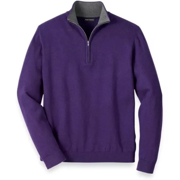 imagePaul Fredrick Mens Supima Cotton Quarter Zip Mock Neck SweaterPlum