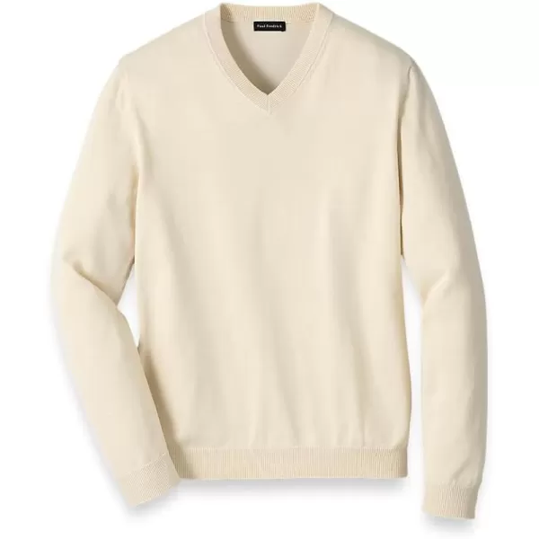 imagePaul Fredrick Mens Supima Cotton VNeck SweaterIvory