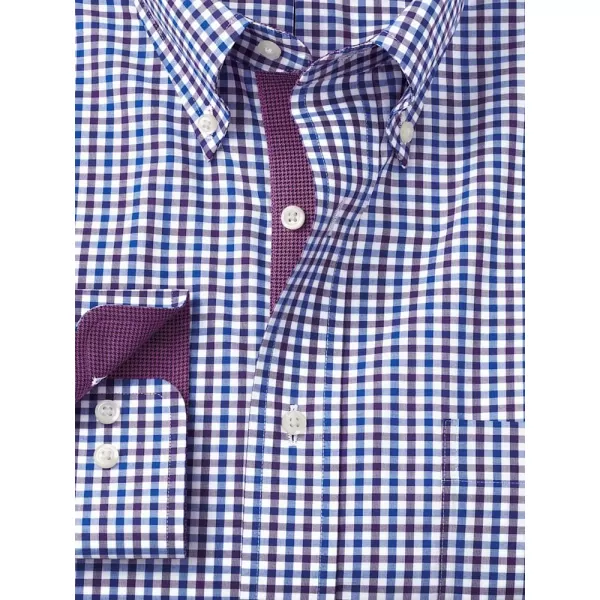 imagePaul Fredrick Mens Classic Fit NonIron Cotton Gingham Dress ShirtBluePurple