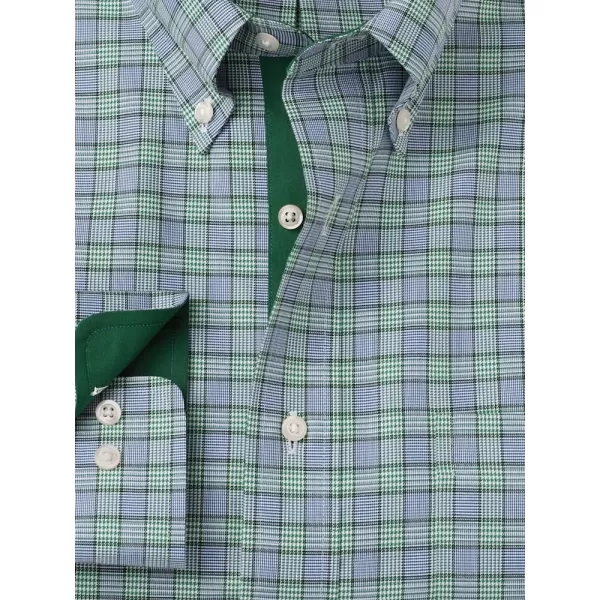 imagePaul Fredrick Mens Classic Fit NonIron Cotton Plaid Dress ShirtNavyGreen