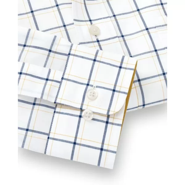 imagePaul Fredrick Mens Classic Fit NonIron Cotton Windowpane Dress ShirtNavyGold