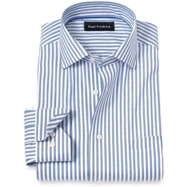 imagePaul Fredrick Mens Slim Fit Comfort Stretch NonIron Stripe Dress Shirt