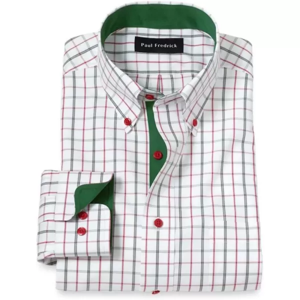 imagePaul Fredrick Mens Slim Fit NonIron Cotton Windowpane Dress Shirt