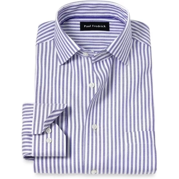 imagePaul Fredrick Mens Tailored Fit Comfort Stretch NonIron Stripe Dress Shirt