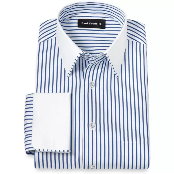 imagePaul Fredrick Mens Tailored Fit NonIron Cotton Stripe Dress Shirt