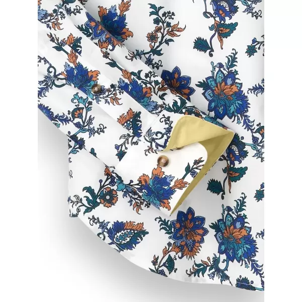 imagePaul Fredrick Mens Classic Fit Cotton Floral Print Casual Shirt