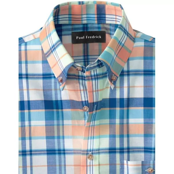 imagePaul Fredrick Mens Classic Fit Cotton Madras Plaid Casual Shirt