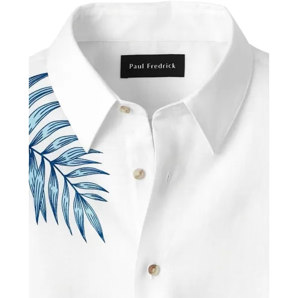 imagePaul Fredrick Mens Classic Fit Linen Botanical Print Casual Shirt