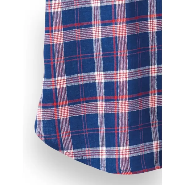 imagePaul Fredrick Mens Classic Fit Linen Plaid Casual Shirt