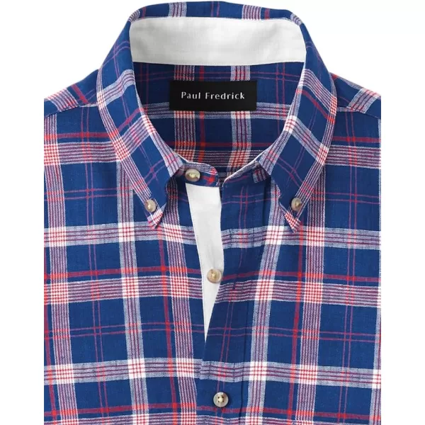 imagePaul Fredrick Mens Classic Fit Linen Plaid Casual Shirt