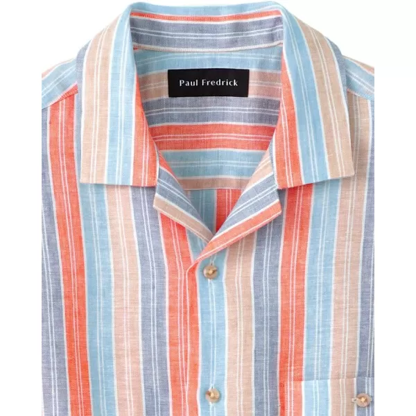 imagePaul Fredrick Mens Classic Fit Linen Stripe Casual Shirt