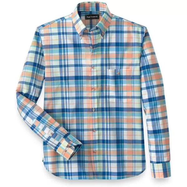 imagePaul Fredrick Mens Classic Fit Cotton Madras Plaid Casual Shirt