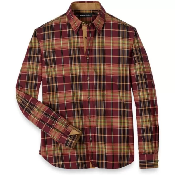 imagePaul Fredrick Mens Classic Fit Cotton Plaid Casual Shirt Multi Large SFU130L