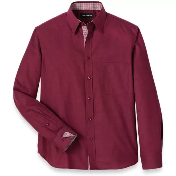 imagePaul Fredrick Mens Classic Fit Cotton Solid Casual Shirt Burgundy Large SFU080L