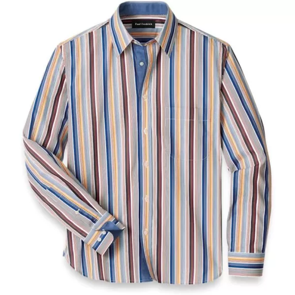 imagePaul Fredrick Mens Classic Fit Cotton Stripe Print Casual Shirt Multi Large SFU110L