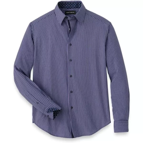 imagePaul Fredrick Mens Classic Fit PolyesterSpandex Checkered Stripe Casual Shirt