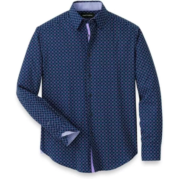 imagePaul Fredrick Mens Classic Fit PolyesterSpandex Geometric Casual Shirt