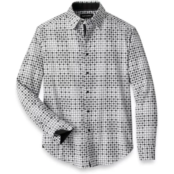 imagePaul Fredrick Mens Classic Fit PolyesterSpandex Houndstooth Casual Shirt