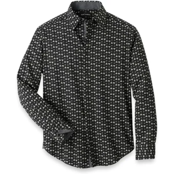 imagePaul Fredrick Mens Classic Fit PolyesterSpandex Martini Glasses Casual Shirt