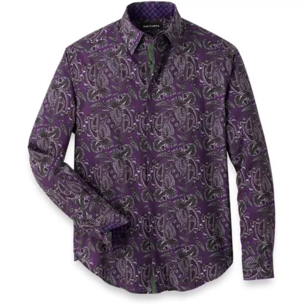 imagePaul Fredrick Mens Classic Fit PolyesterSpandex Paisley Casual Shirt