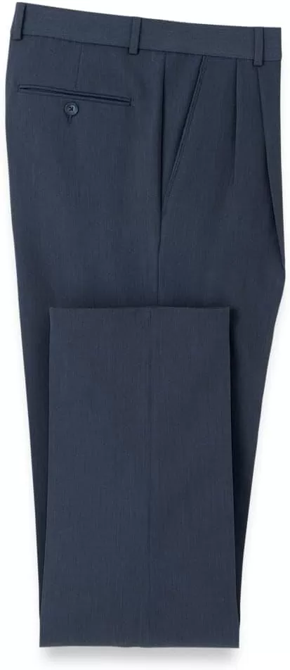 imagePaul Fredrick Mens Comfort Stretch Travel Pleated PantsBlue