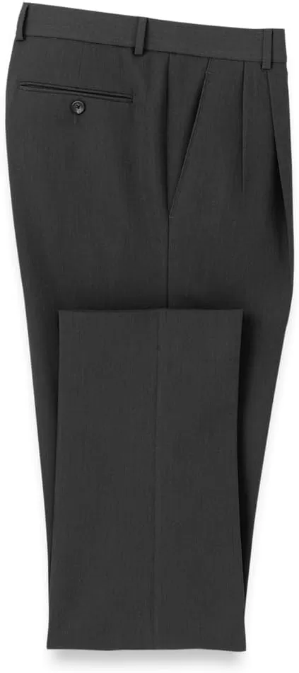 imagePaul Fredrick Mens Comfort Stretch Travel Pleated PantsCharcoal