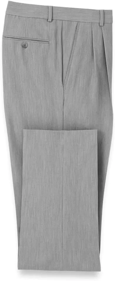 imagePaul Fredrick Mens Comfort Stretch Travel Pleated PantsPearl Grey