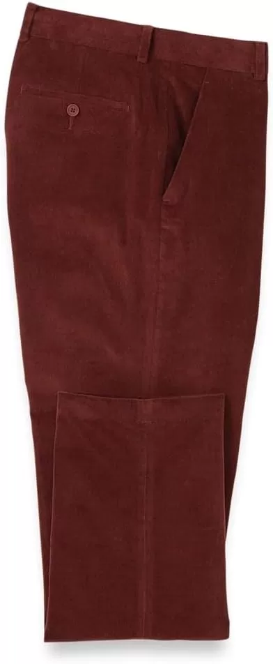 imagePaul Fredrick Mens Cotton Stretch Corduroy Flat Front PantBurgundy