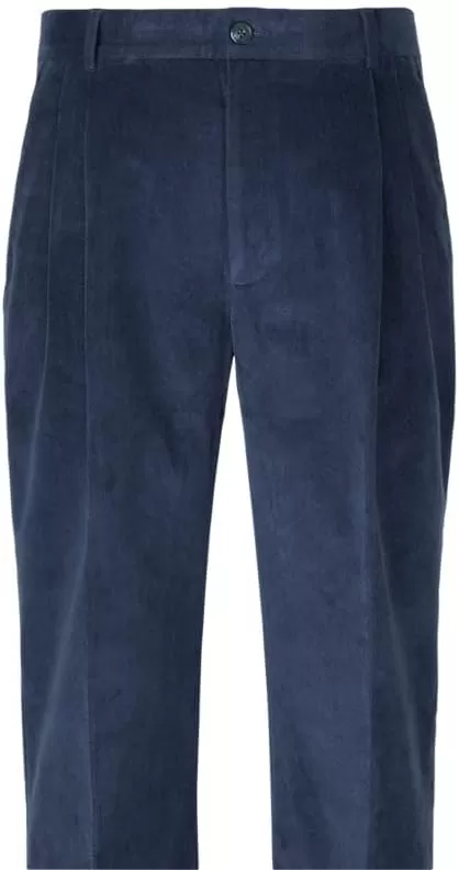 imagePaul Fredrick Mens Cotton Stretch Corduroy Pleated PantsForest Green