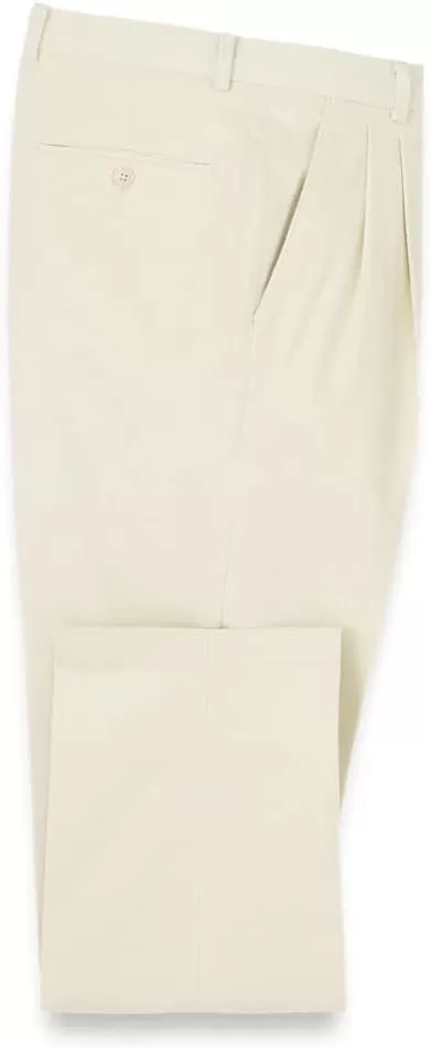imagePaul Fredrick Mens Cotton Stretch Corduroy Pleated PantsWinter White
