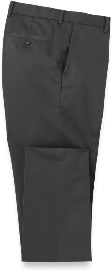 imagePaul Fredrick Mens NonIron Cotton Stretch Twill Flat Front PantCharcoal