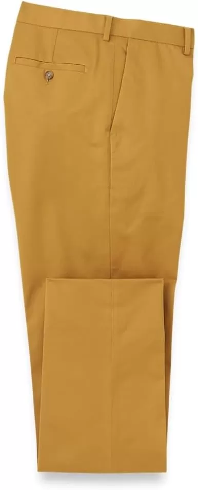 imagePaul Fredrick Mens NonIron Cotton Stretch Twill Flat Front PantDark Gold