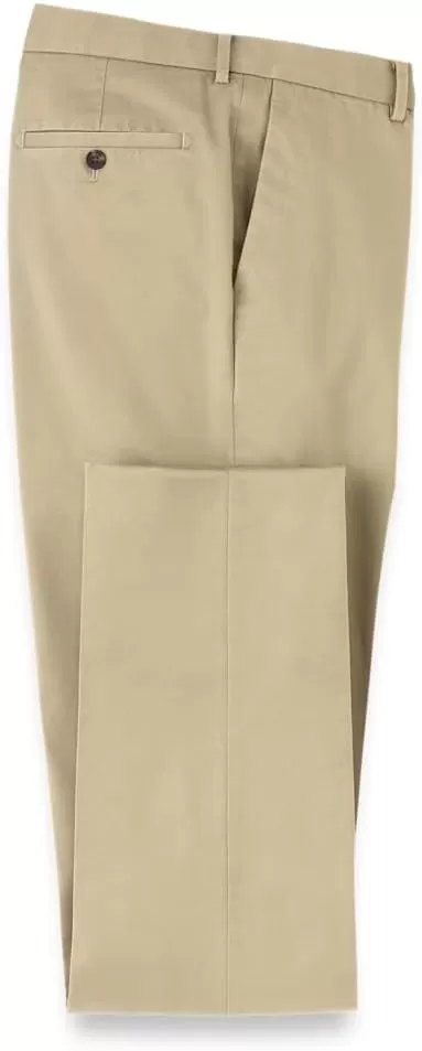 imagePaul Fredrick Mens NonIron Cotton Stretch Twill Flat Front PantDark Khaki