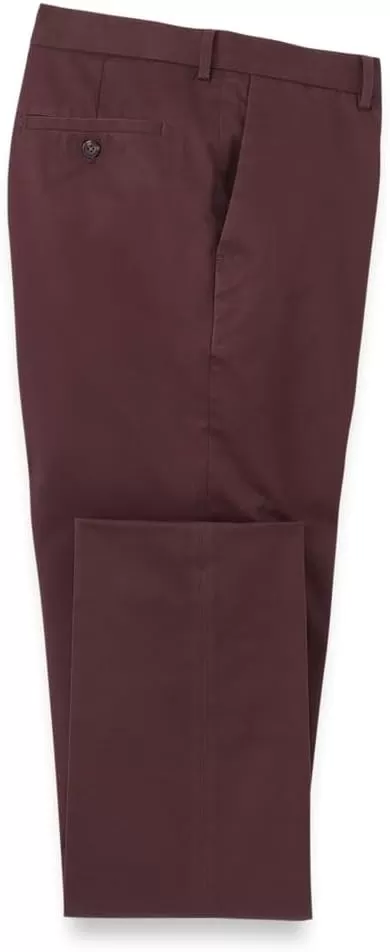 imagePaul Fredrick Mens NonIron Cotton Stretch Twill Flat Front PantWine