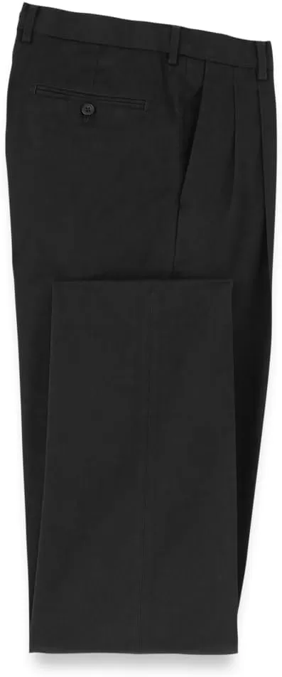 imagePaul Fredrick Mens NonIron Cotton Stretch Twill Pleated PantBlack