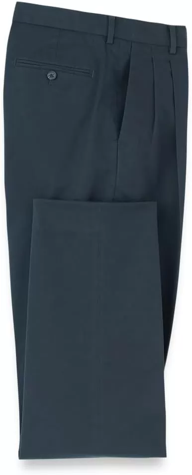 imagePaul Fredrick Mens NonIron Cotton Stretch Twill Pleated PantInk