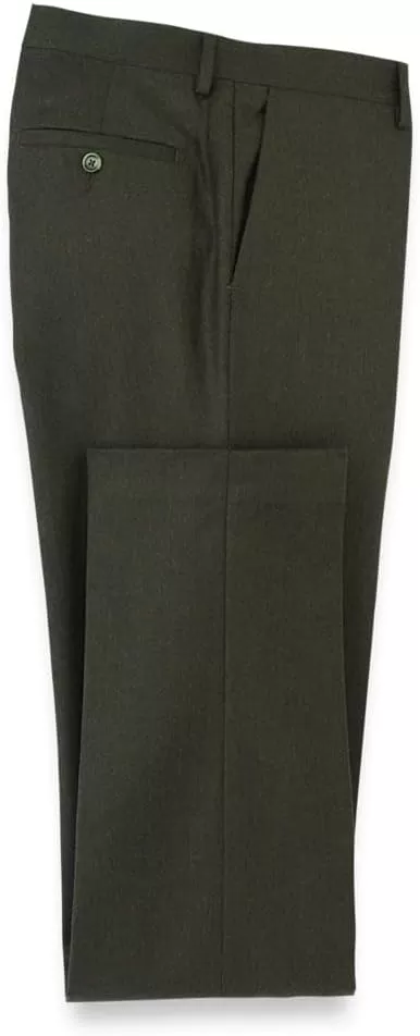 imagePaul Fredrick Mens Wool Flannel Flat Front PantsDark Green