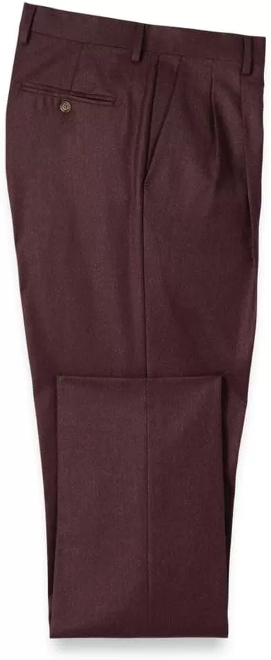 imagePaul Fredrick Mens Wool Flannel Pleated PantsBurgundy