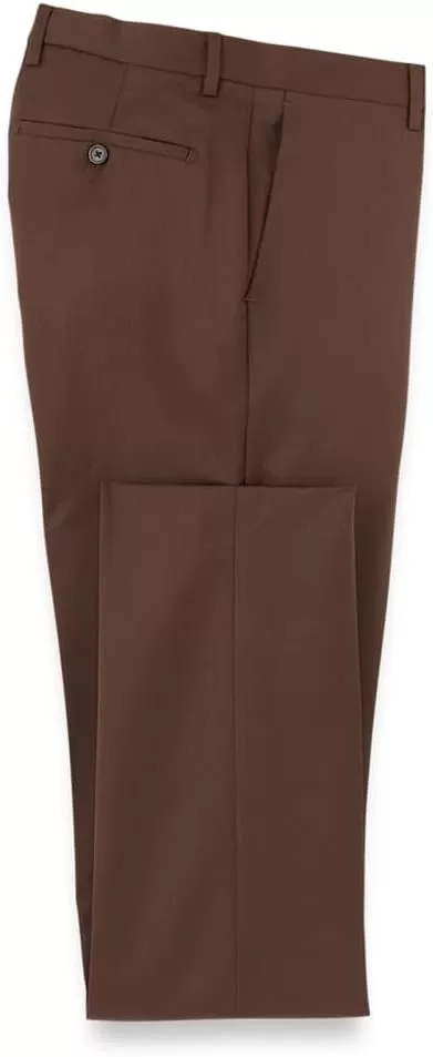 imagePaul Fredrick Mens Wool Gabardine Flat Front PantsBrown
