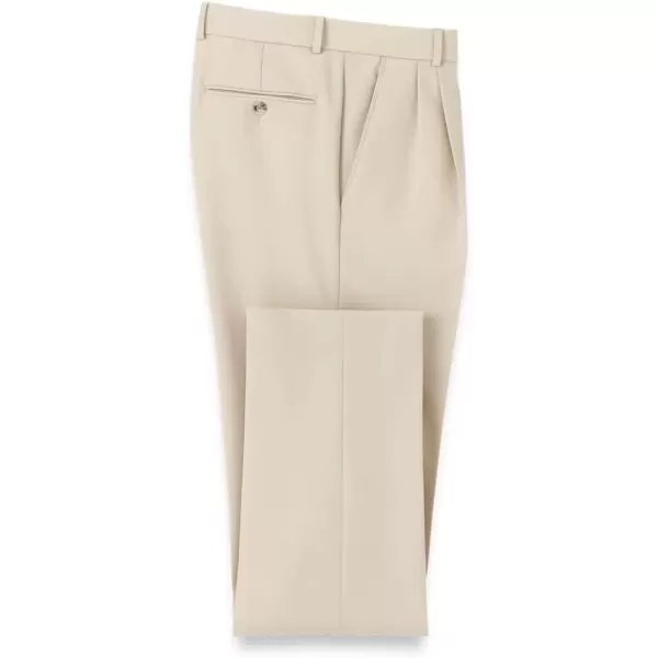 imagePaul Fredrick Mens Comfort Stretch Travel Pleated PantsCream