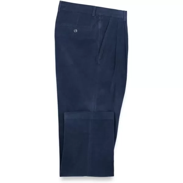 imagePaul Fredrick Mens Cotton Stretch Corduroy Pleated PantsBlue