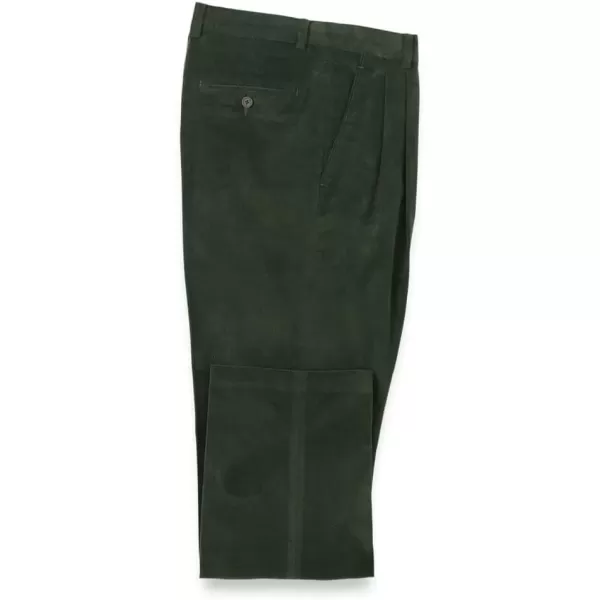imagePaul Fredrick Mens Cotton Stretch Corduroy Pleated PantsForest Green