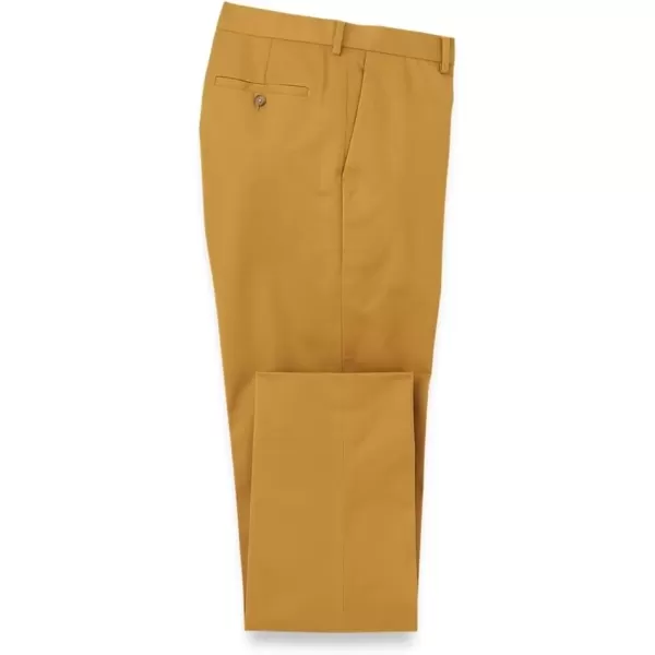 imagePaul Fredrick Mens NonIron Cotton Stretch Twill Flat Front PantDark Gold