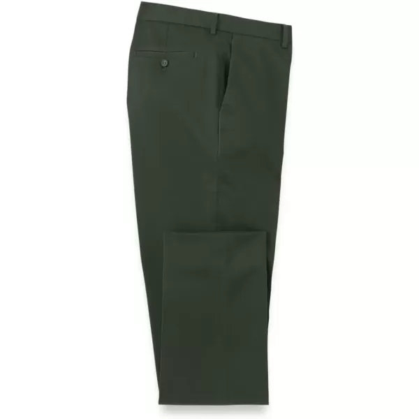 imagePaul Fredrick Mens NonIron Cotton Stretch Twill Flat Front PantDark Green