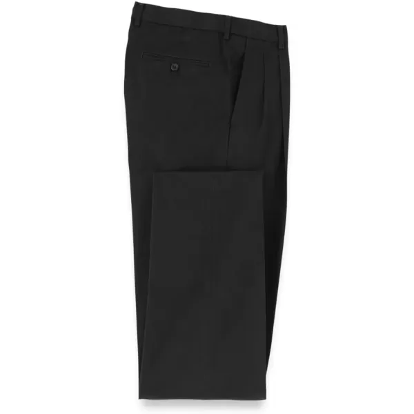 imagePaul Fredrick Mens NonIron Cotton Stretch Twill Pleated PantBlack