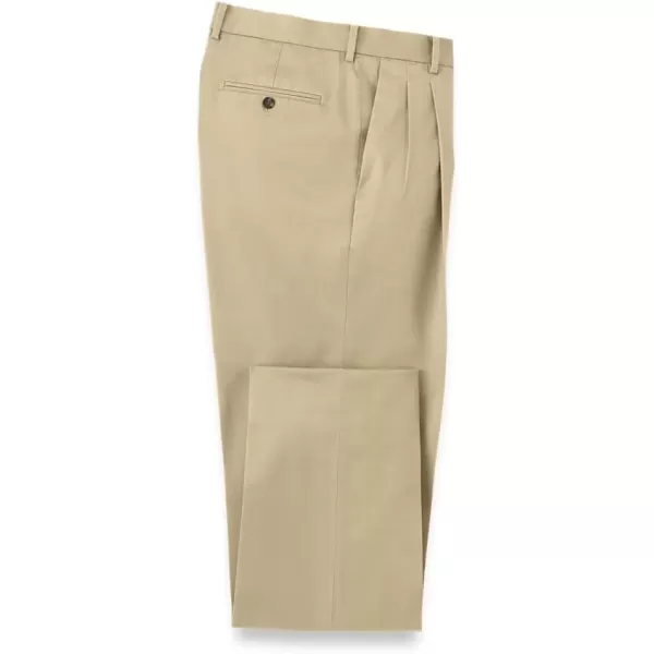 imagePaul Fredrick Mens NonIron Cotton Stretch Twill Pleated PantDark Khaki